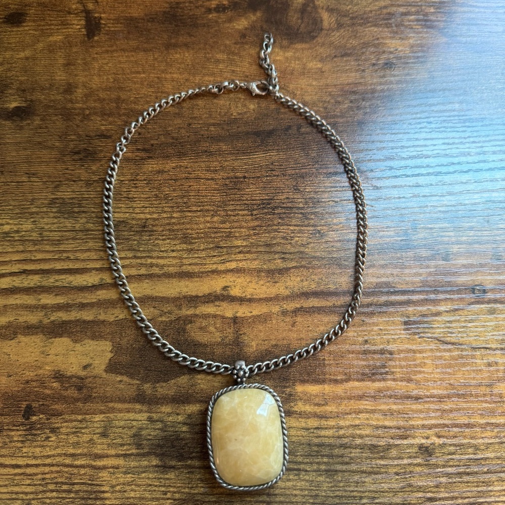 Lucky Brand Large Natural Stone Pendant Necklace‎